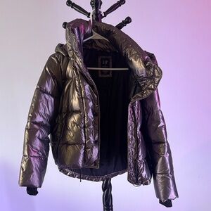 XS GAP Shiny gun metal snow boarding Puffer Jacket